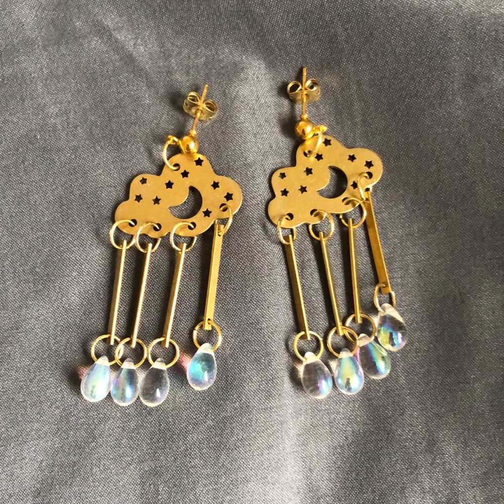 brass cloud earrings